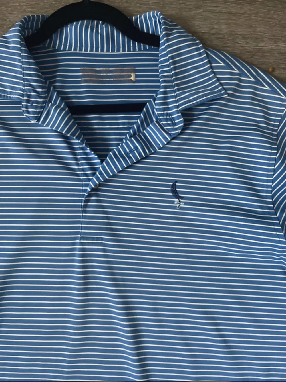 Light Blue Striped Men's Polo with Embroidered Logo